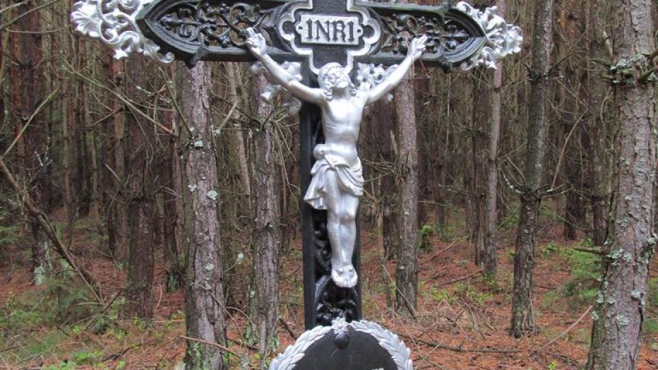 Křížek v lese u Velechvína připomíná památku pilota, který zde zahynul v roce 1944. Ve stejné lokalitě se během pouhých pár let zřítilo několik dalších letadel
