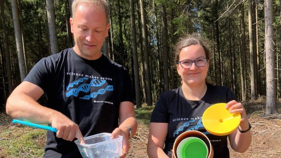 Entomologové Petr Doležal a Markéta Davídková představili nové pasti na klikorohy borové