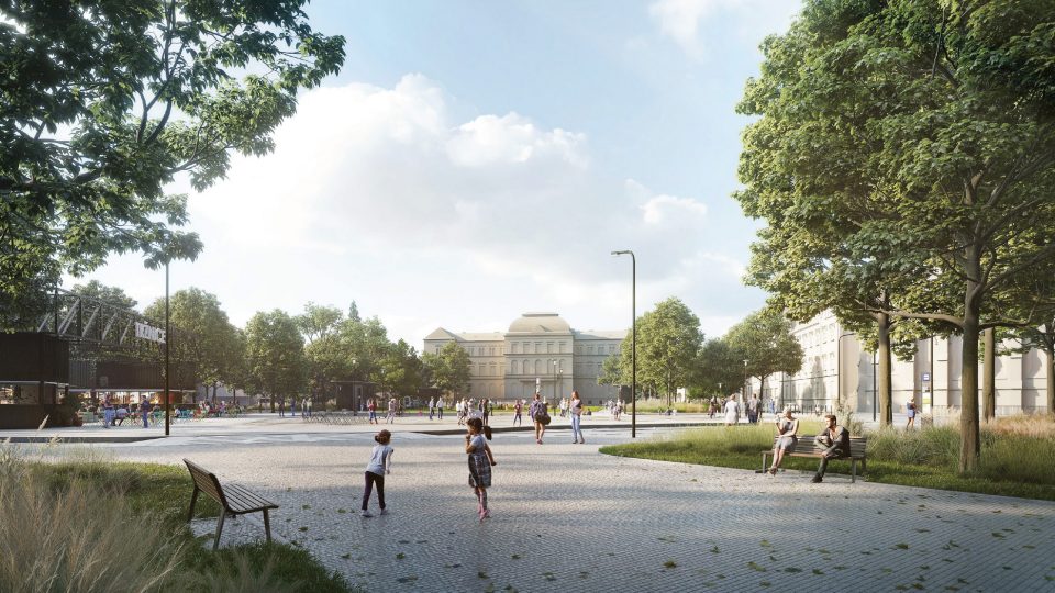 Vítězný návrh na přeměnu Senovážného náměstí v Českých Budějovicích. Vizualizace: Pavel Hnilička Architects + Planners
