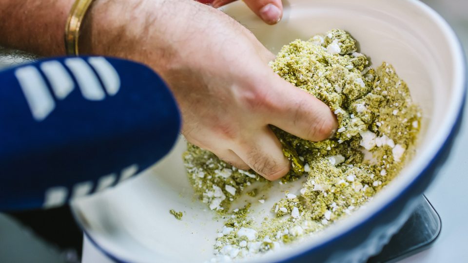 Ingredience na pistáciové těsto