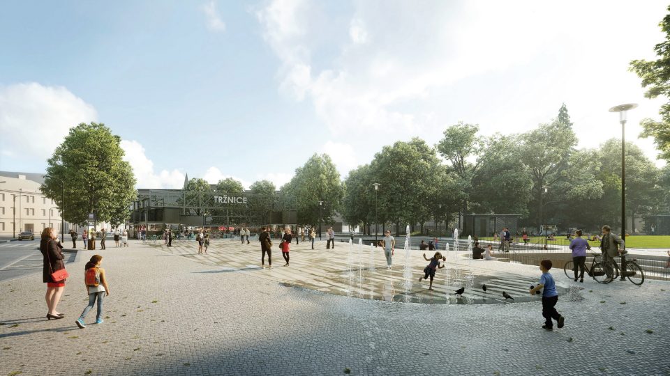 Vítězný návrh na přeměnu Senovážného náměstí v Českých Budějovicích. Vizualizace: Pavel Hnilička Architects + Planners