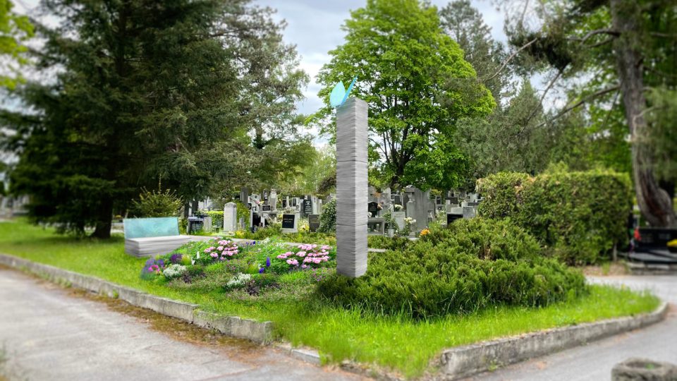 Plánovaná podoba pietního místa na hřbitově svaté Otýlie v Českých Budějovicích