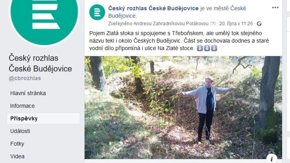 Příspěvky na facebookovém profilu Českého rozhlasu České Budějovice upozorňují například na zajímavé články