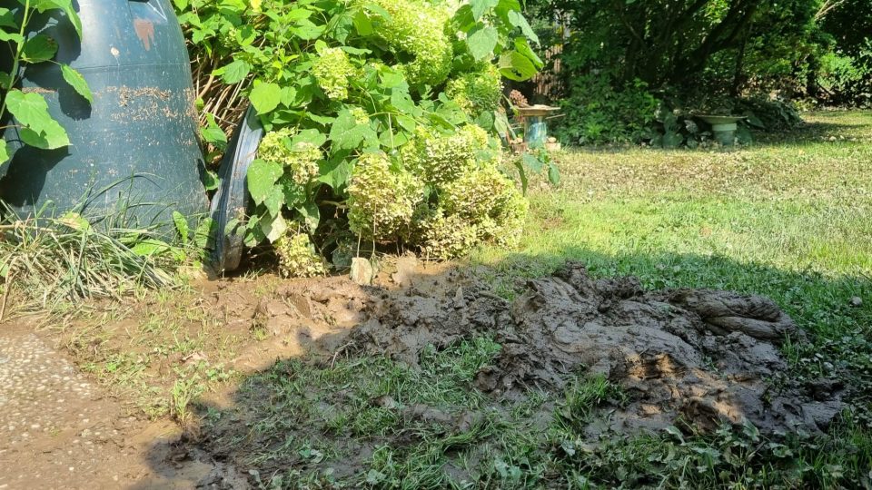 Následky bleskové povodně ve Slavonicích