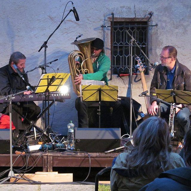 Na koncertě kapely Jan Spálený Trio na nádvoří tvrze Cuknštejn vznikla nahrávka pro desku | foto: Hana Zajíčková