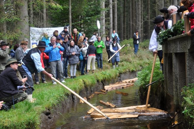 Ukázka plavení dřeva na Schwarzenberském kanále | foto: Fotobanka Profimedia