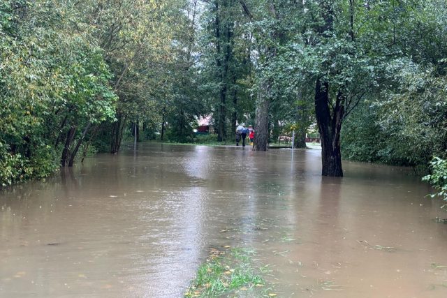 Rozvodněný Bavorovský potok v Bavorově na Strakonicku | foto: Jitka Cibulová Vokatá,  Český rozhlas